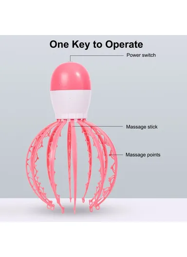 Electric Head Scalp Massager Release Stress Alleviate Fatigue Vibration Massager Claw Octopus Portable Removable Massage Device - Blue