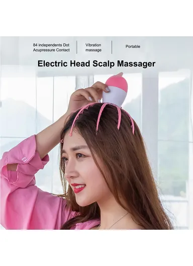 Electric Head Scalp Massager Release Stress Alleviate Fatigue Vibration Massager Claw Octopus Portable Removable Massage Device - Blue