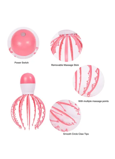 Electric Head Scalp Massager Release Stress Alleviate Fatigue Vibration Massager Claw Octopus Portable Removable Massage Device - Blue