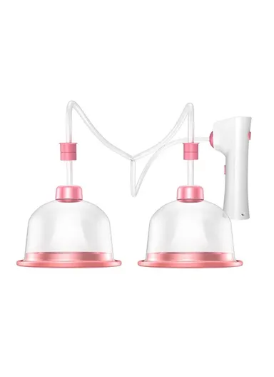 Breast Enhancement Massager Silicone Cup Electric Vibrating Device for Blood Circulation Firmness Health - Double Cup Large