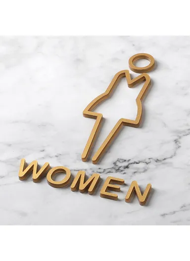 20 x 12cm Acrylic Bathroom Door Sign Adhesive 3D Restroom Signage for Office Public Toilet - Women Style B / Gold