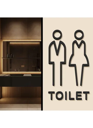 20 x 12cm Acrylic Bathroom Door Sign Adhesive 3D Restroom Signage for Office Public Toilet - Women Style B / Gold