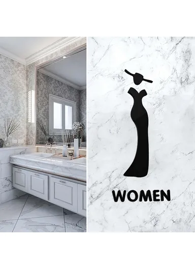 20 x 12cm Acrylic Bathroom Door Sign Adhesive 3D Restroom Signage for Office Public Toilet - Unisex Style B / Gold