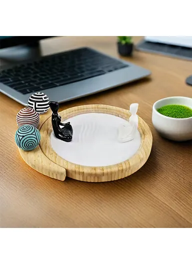 Miniature Landscape Sand Tray Zen Garden Office Home Desk Decoration for Yoga Meditation