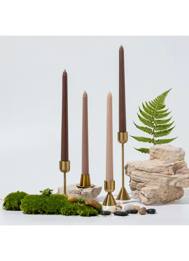 4Pcs 10 Inch / 25cm Long Taper Candles Smokeless Unscented Candle for Hotel Home Decor Party Wedding - Coffee