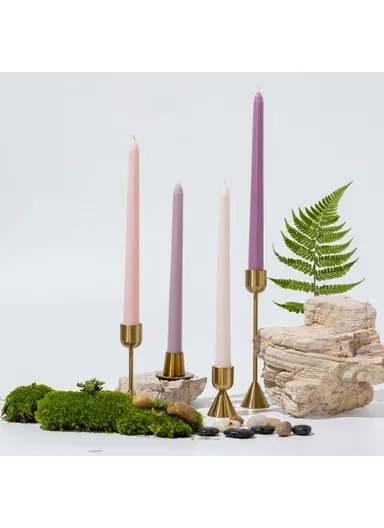 4Pcs 25cm Long Taper Candles Smokeless Unscented Candle for Hotel Home Decor Party Wedding - Pink &amp; Purple