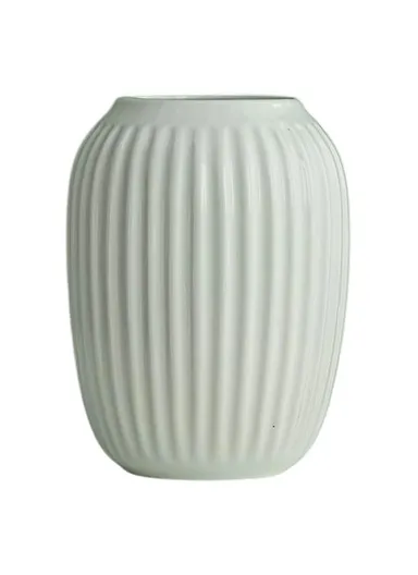 Modern Ceramic Striped Vase Flower Arrangement Container Living Room Decor - White / Medium