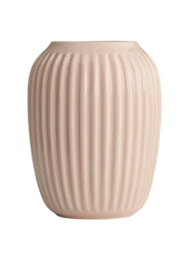 Modern Ceramic Striped Vase Flower Arrangement Container Living Room Decor - Pink / Medium