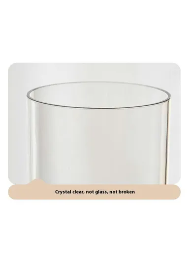 10x25cm Minimalist Flower Vase with Wooden Base, PET Transparent Cylinder Vase Living Room Decoration - Grey