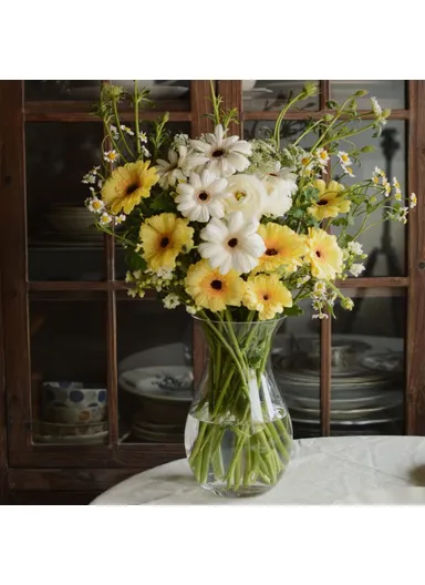 23cm High Minimalist Clear Glass Vase for Fresh Flowers Hydroponic Plants Living Room Decor