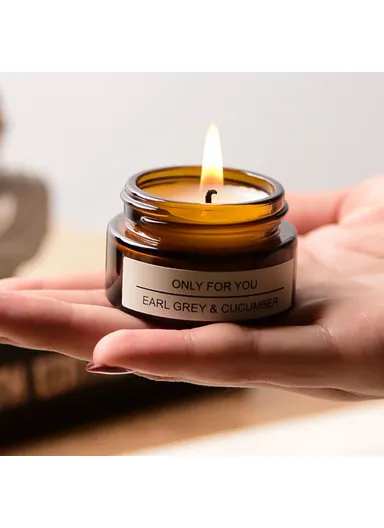 Creative Soy Wax Aromatherapy Candle with Glass Bottle Scented Candle Valentine Day Gift - Earl Grey &amp; Cucumber