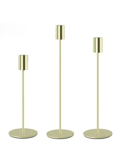 3Pcs Nordic Style Iron Candle Holders Wedding Ceremony Photo Prop Atmospheric Decoration - Imitation Gold