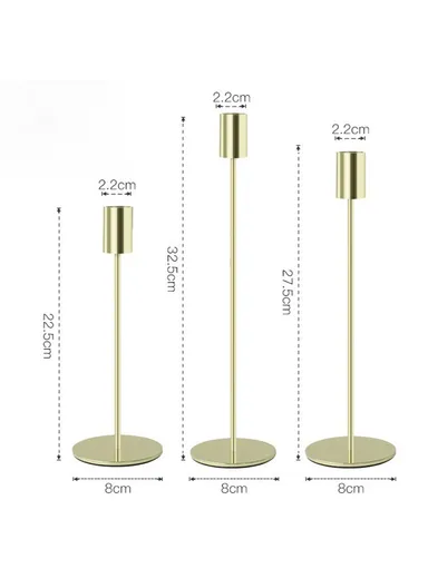 3Pcs Nordic Style Iron Candle Holders Wedding Ceremony Photo Prop Atmospheric Decoration - Imitation Gold