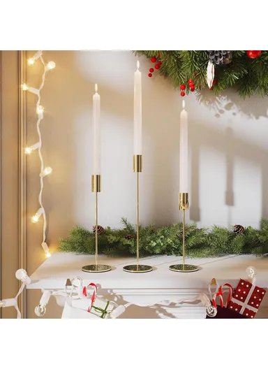 3Pcs Nordic Style Iron Candle Holders Wedding Ceremony Photo Prop Atmospheric Decoration - Bright Gold