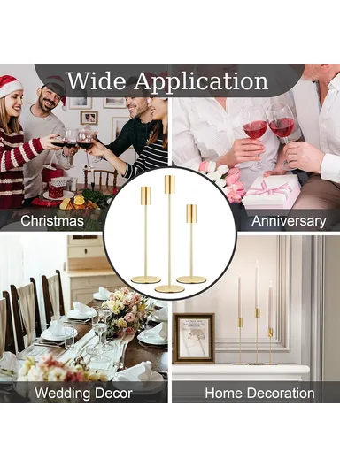 3Pcs Nordic Style Iron Candle Holders Wedding Ceremony Photo Prop Atmospheric Decoration - Bright Gold