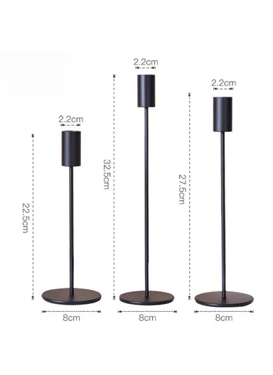 3Pcs Nordic Style Iron Candle Holders Wedding Ceremony Photo Prop Atmospheric Decoration - Black