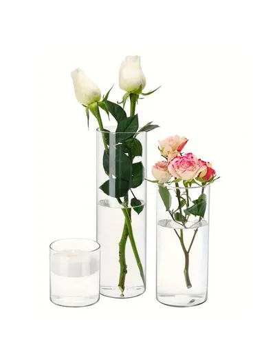 10x25cm Simulated Glass PET Vase Thickened Plant Hydroponic Container Home Office Decor