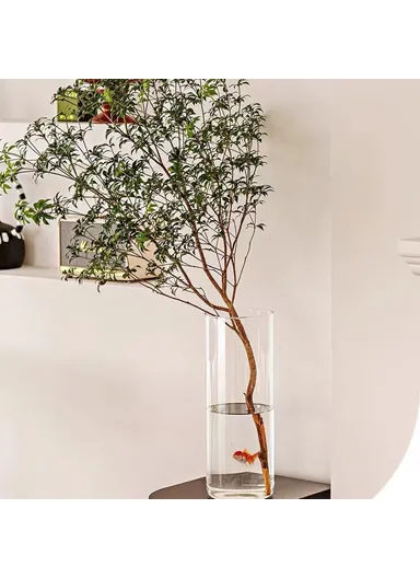 10x30cm Simulated Glass PET Vase Thickened Plant Hydroponic Container Home Office Decor
