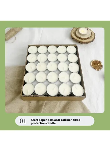 100Pcs Unscented Candles Smokeless 4-Hour Burn Time Round Candles with Aluminum Cup