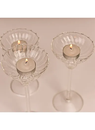 European Striped Glass Candle Holder Tealight Candle Holder Wedding Centerpiece, Size L