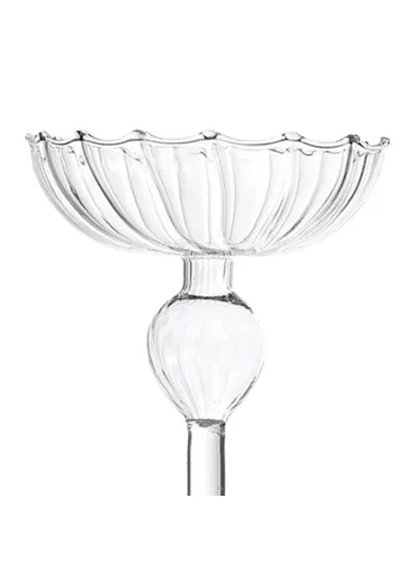 European Striped Glass Candle Holder Tealight Candle Holder Wedding Centerpiece, Size L