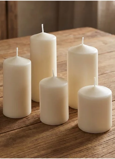 5Pcs Unscented Pillar Candles Smokeless Natural Wax Candle Set for Home Party Emergency Use