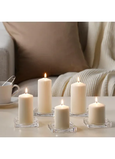 5Pcs Unscented Pillar Candles Smokeless Natural Wax Candle Set for Home Party Emergency Use