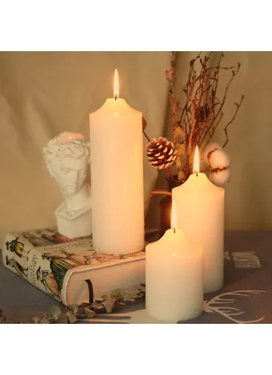 Classic White Pointed Top Round Candle for Home Lighting Dinner Decoration Party Illumination