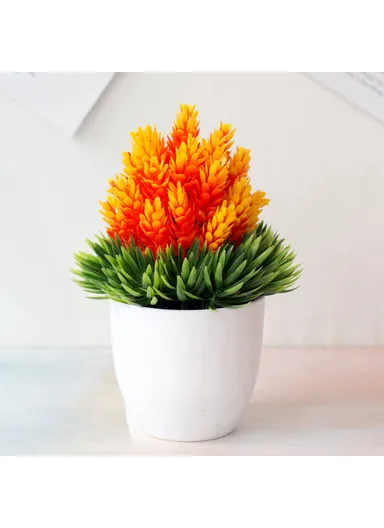 Artificial Plastic Potted Plant Ornament Realistic Bonsai Office Living Room Home Decor - Orange
