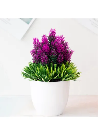 Artificial Plastic Potted Plant Ornament Realistic Bonsai Office Living Room Home Decor - Rose