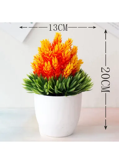 Artificial Plastic Potted Plant Ornament Realistic Bonsai Office Living Room Home Decor - Yellow