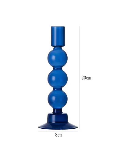 European Style Candle Holder Decorative High Borosilicate Glass Hotel Home Candlestick - Blue