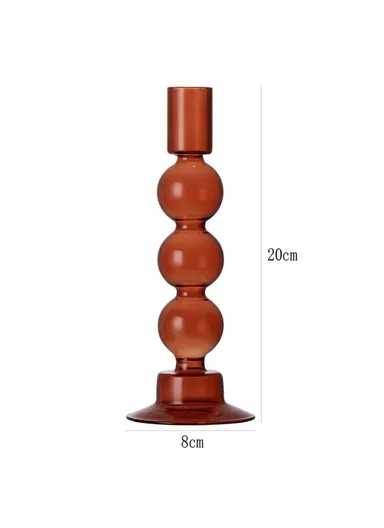 European Style Candle Holder Decorative High Borosilicate Glass Hotel Home Candlestick - Brown