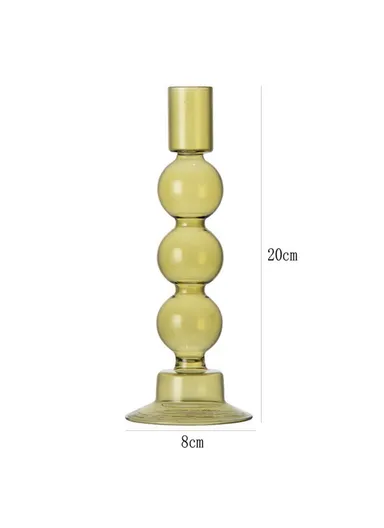 European Style Candle Holder Decorative High Borosilicate Glass Hotel Home Candlestick - Green