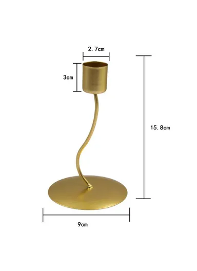 Curved Iron Candle Holder Vintage Candlelight Dinner Prop Home Dining Table Decoration - Gold