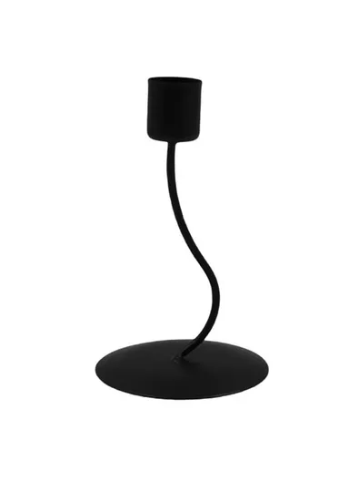 Curved Iron Candle Holder Vintage Candlelight Dinner Prop Home Dining Table Decoration - Black