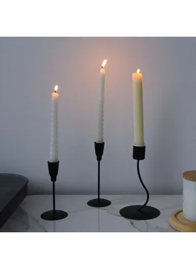 Curved Iron Candle Holder Vintage Candlelight Dinner Prop Home Dining Table Decoration - Black