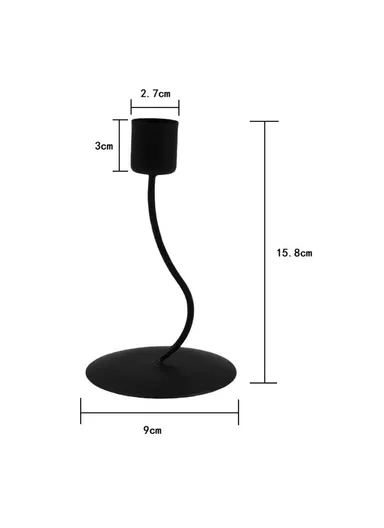 Curved Iron Candle Holder Vintage Candlelight Dinner Prop Home Dining Table Decoration - Black