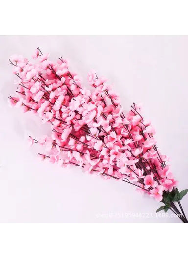Artificial Peach Blossom 30 Branches Silk Flowers Realistic Peach Blossom Bouquet Home Wedding Decor - Pink