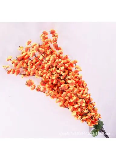 Artificial Peach Blossom 30 Branches Silk Flowers Realistic Peach Blossom Bouquet Home Wedding Decor - Orange
