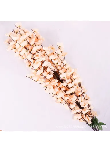 Artificial Peach Blossom 30 Branches Silk Flowers Realistic Peach Blossom Bouquet Home Wedding Decor - Light Yellow