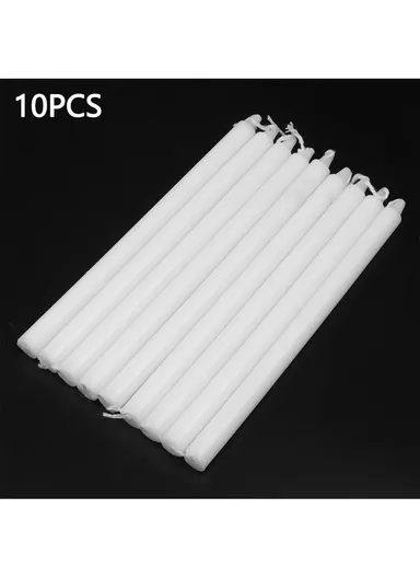 10Pcs Taper Candles for Wedding Emergency Lighting Smokeless Long Stem Romantic Candles - White