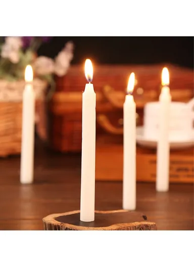 10Pcs Taper Candles for Wedding Emergency Lighting Smokeless Long Stem Romantic Candles - White