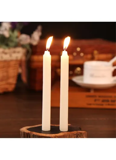 10Pcs Taper Candles for Wedding Emergency Lighting Smokeless Long Stem Romantic Candles - White