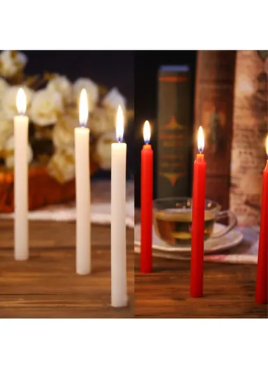 10Pcs Taper Candles for Wedding Emergency Lighting Smokeless Long Stem Romantic Candles - White