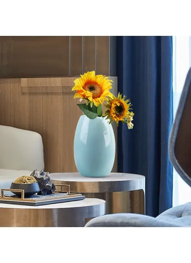 Medium Size Nordic Ceramic Flower Vase Dried Flowers Floral Arrangement Container Dining Table Home Decor - White