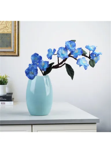 Medium Size Nordic Ceramic Flower Vase Dried Flowers Floral Arrangement Container Dining Table Home Decor - Cyan