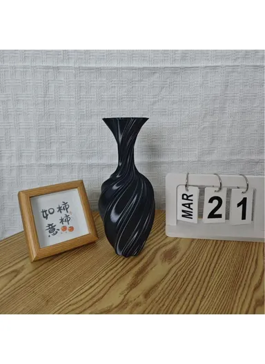 3D Printing Geometric Design Plastic Vase Modern Nordic Flower Holder Home Decor - Black