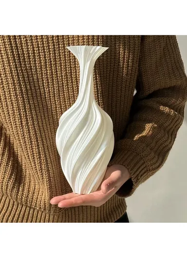 3D Printing Geometric Design Plastic Vase Modern Nordic Flower Holder Home Decor - Black