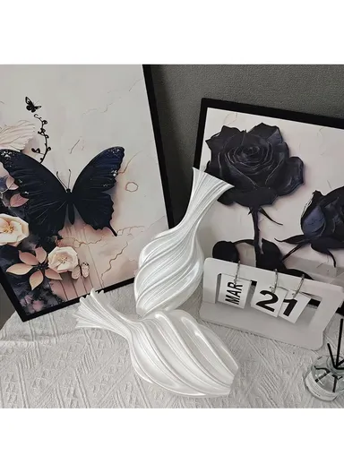 3D Printing Geometric Design Plastic Vase Modern Nordic Flower Holder Home Decor - Black